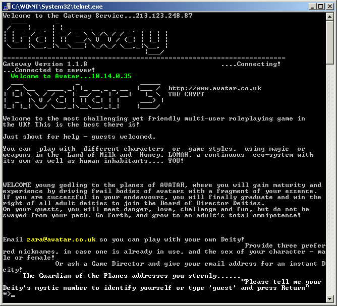 Connect link for Windows 2000 telnet