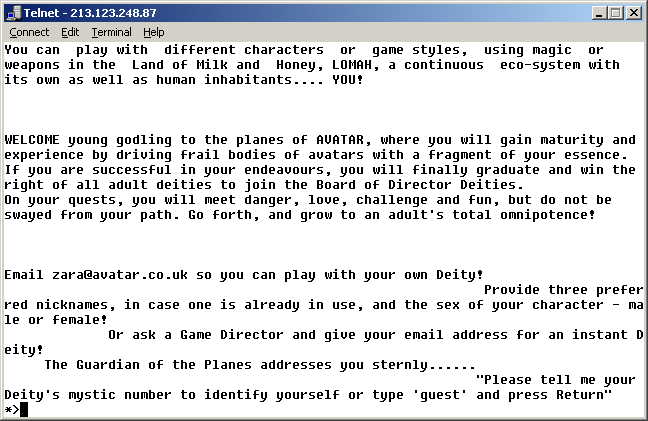 Click link for windows 9x or NT telnet